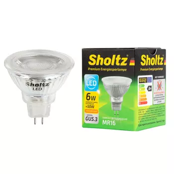 Лампа светодиодная Sholtz 6 Вт GU5.3 рефлектор MR16 3000 К теплый свет 230 В