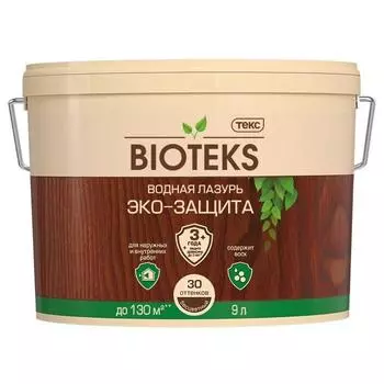 Лазурь водная Текс Bioteks Эко-Защита бесцветная 9 л