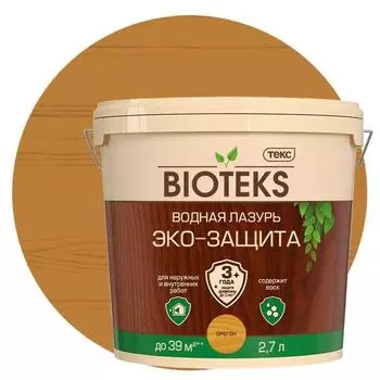 Лазурь водная Текс Bioteks Эко-Защита орегон 2,7 л