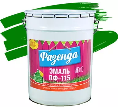 Ленинградские краски Фазенда ПФ-115 20 кг, Эмаль алкидная универсальная (зеленая)