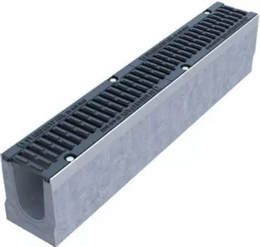 Лоток водоотводный Standartpark бетонный с решеткой щелевой чугунной BetoMax Drive ЛВ-10.16.16-Б 160х1000х165 мм