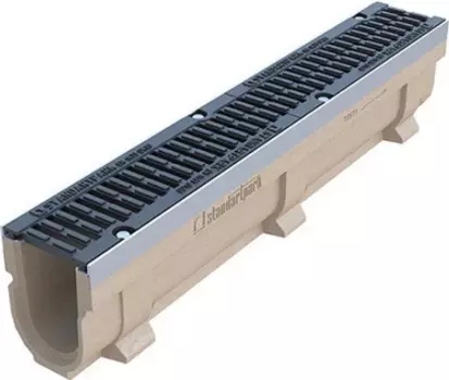 Лоток водоотводный Standartpark полимербетонный с чугунной щелевой решеткой CompoMax Drive ЛВ–10.16.10–П 160х1000х100 мм