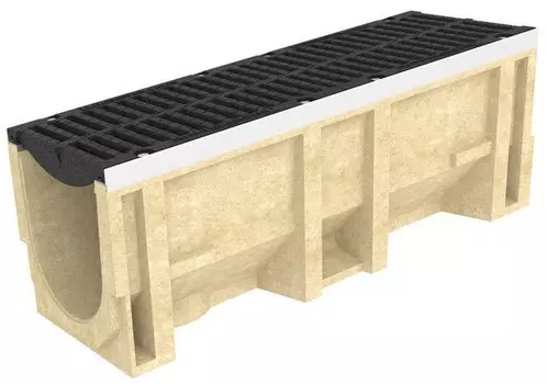 Лоток водоотводный Standartpark полимербетонный с решеткой щелевой чугунной CompoMax ЛВ–30.38.41-П 1000х385х410 мм