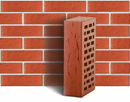 ЛСР М175 250х120х65 мм, Кирпич облицовочный одинарный рустик (темно-красный)
