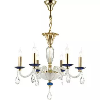 Люстра подвесная Odeon Light Elefi 4600/6 золото с синим E14 6х40W 220V