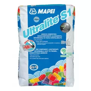 Mapei Ultralite S1, 15 кг, Клей для плитки белый