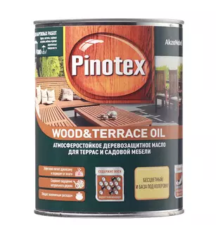 Масло Pinotex Wood&amp;Terrace Oil для террас бесцветное 1 л