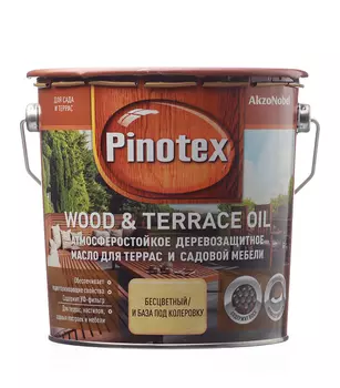 Масло Pinotex Wood&amp;Terrace Oil для террас бесцветное 2.7 л
