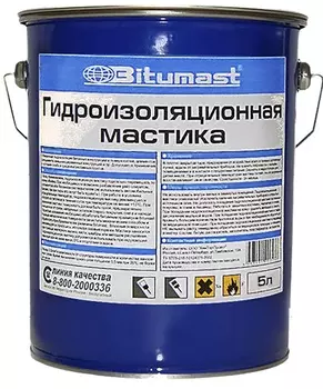 Мастика Bitumast, 5 л, битумная гидроизоляционная