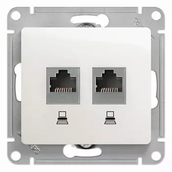 Механизм компьютерной розетки Schneider Electric Glossa GSL000185KK 2хRJ45 двухместный белый