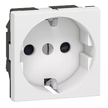 Механизм розетки Legrand Mosaic 077213 одноместный с заземлением и защитными шторками белый