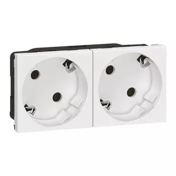 Механизм розетки Legrand Mosaic 077252 двухместный с заземлением белый