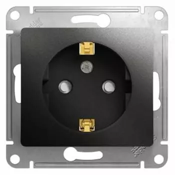 Механизм розетки Schneider Electric Glossa GSL000745 одноместный с заземлением и защитными шторками антрацит