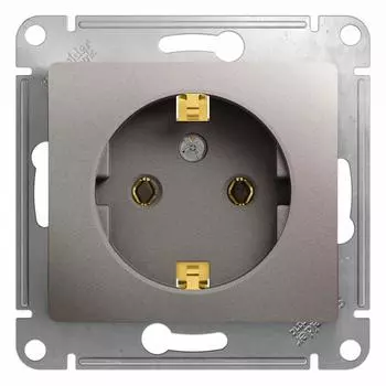 Механизм розетки Schneider Electric Glossa GSL001243 одноместный с заземлением платина