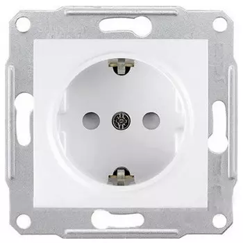 Механизм розетки Schneider Electric Sedna SDN3000121 одноместный с заземлением и защитными шторками белый