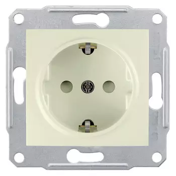 Механизм розетки Schneider Electric Sedna SDN3000147 одноместный с заземлением и защитными шторками бежевый