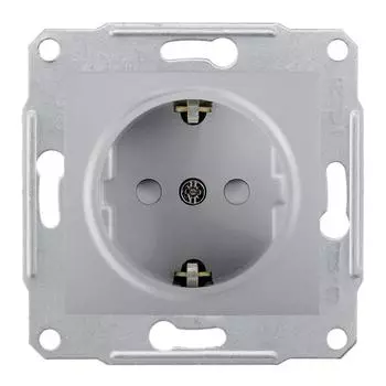 Механизм розетки Schneider Electric Sedna SDN3000160 одноместный с заземлением и защитными шторками алюминий