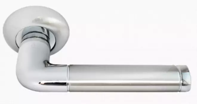 Межкомнатная дверная ручка Rucetti RAP 2 SN/CP комбинация белого никеля и хрома