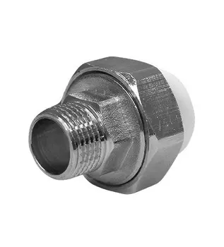 Муфта разъемная PPR Политэк PPR 20 мм 1/2 дюйма с наружной резьбой белая