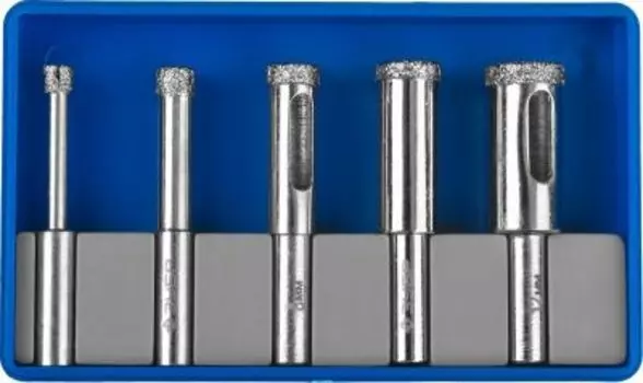 Набор алмазных трубчатых сверл по керамике Зубр 29850-H5 4-12 мм 5 шт