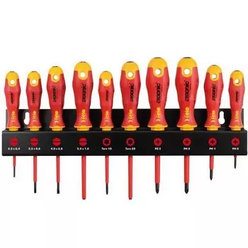 Набор диэлектрических отверток Felo Ergonic SL/PH/PZ/Tx 10 шт на стальной стойке