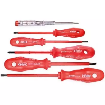 Набор диэлектрических отверток Felo с отверткой тестером напряжения 6 шт