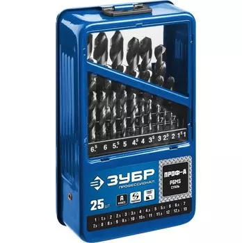 Набор сверл по металлу Зубр Профессионал 29625-H25 1-13 мм 25 штук