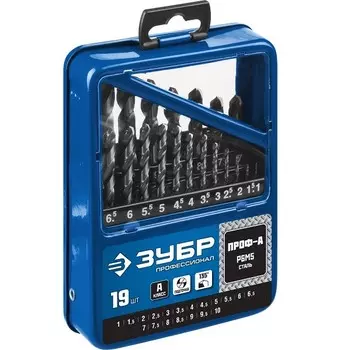 Набор сверл по металлу Зубр Профессионал 29625-H19 1-10 мм 19 штук
