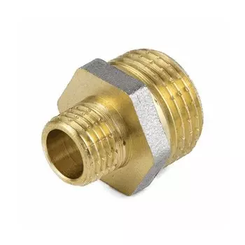 Ниппель латунь никель переходной Ду 40х25 (1 1/2"х1") НР 9023 ГОСТ 32585-2013 Aquasfera 9023-10