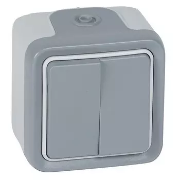 Переключатель накладной LeGrand Plexo 069715 двухклавишный серый