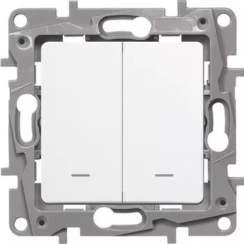 Переключатель встраиваемый LeGrand Etika 672216 двухклавишный с индикатором белый