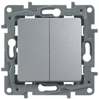 Переключатель встраиваемый LeGrand Etika 672412 двухклавишный алюминий