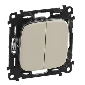 Переключатель встраиваемый LeGrand Valena Allure 752808 двухклавишный слоновая кость