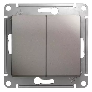 Переключатель встраиваемый Schneider Electric Glossa GSL001265 двухклавишный платина