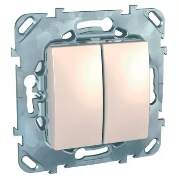 Переключатель встраиваемый Schneider Electric Unica MGU5.213.25ZD двухклавишный бежевый