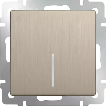 Переключатель встраиваемый Werkel WL10-SW-1G-2W-LED одноклавишный проходной с подсветкой шампань рифленый