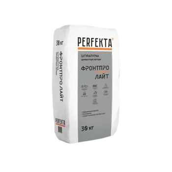 Perfekta ФронтПро Лайт, 30 кг, Штукатурка цементная фасадная легкая для машинного нанесения Зимняя серая