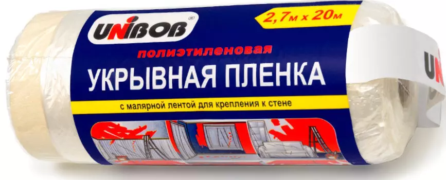 Пленка укрывная с клеящей лентой Unibob 10 мкм 2.7х20м