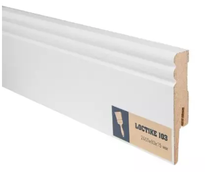 Плинтус МДФ Arbiton Loctike 103 белый 2400х80х15 мм
