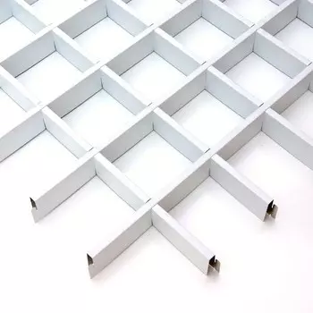 Потолок грильято Cesal CL Эконом белый 120х120х37 мм