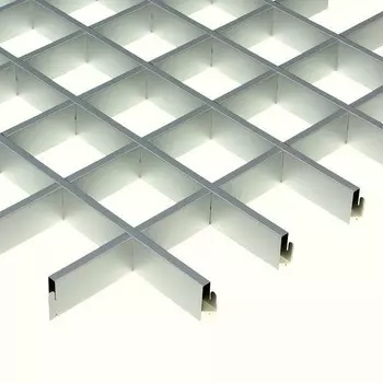 Потолок грильято Cesal CL Эконом (металлик матовый), 60х60х37 мм