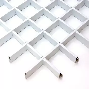 Потолок грильято Cesal Классический Эконом белый 150х150х40 мм