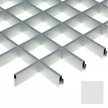 Потолок грильято Cesal Urban Standart A08 хром люкс серый 100х100х27 мм