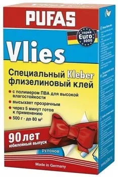 Pufas Euro 3000 Vlies Kleber, 0.5 кг, Обойный клей флизелиновый