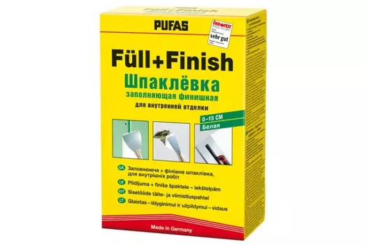 Pufas Füll+Finish 0.5 кг, Шпатлевка гипсовая финишная (белая)