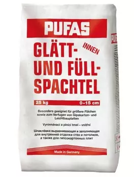 Pufas Glatt Und Full Spachtel 25 кг, Шпатлевка гипсовая (белая)