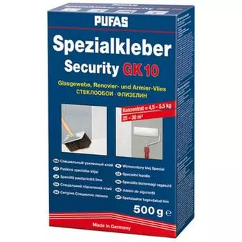 Pufas N046 Security GK 10 , 1 кг, Обойный клей для обоев из стекловолокна и флизелина
