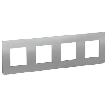 Рамка четырехместная NU200830 Schneider Unica New алюминий