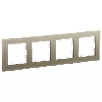 Рамка четырехместная Schneider Electric AtlasDesign Nature ATN320604 стекло шампань
