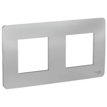 Рамка двухместная алюминий NU200430 Schneider Unica New
